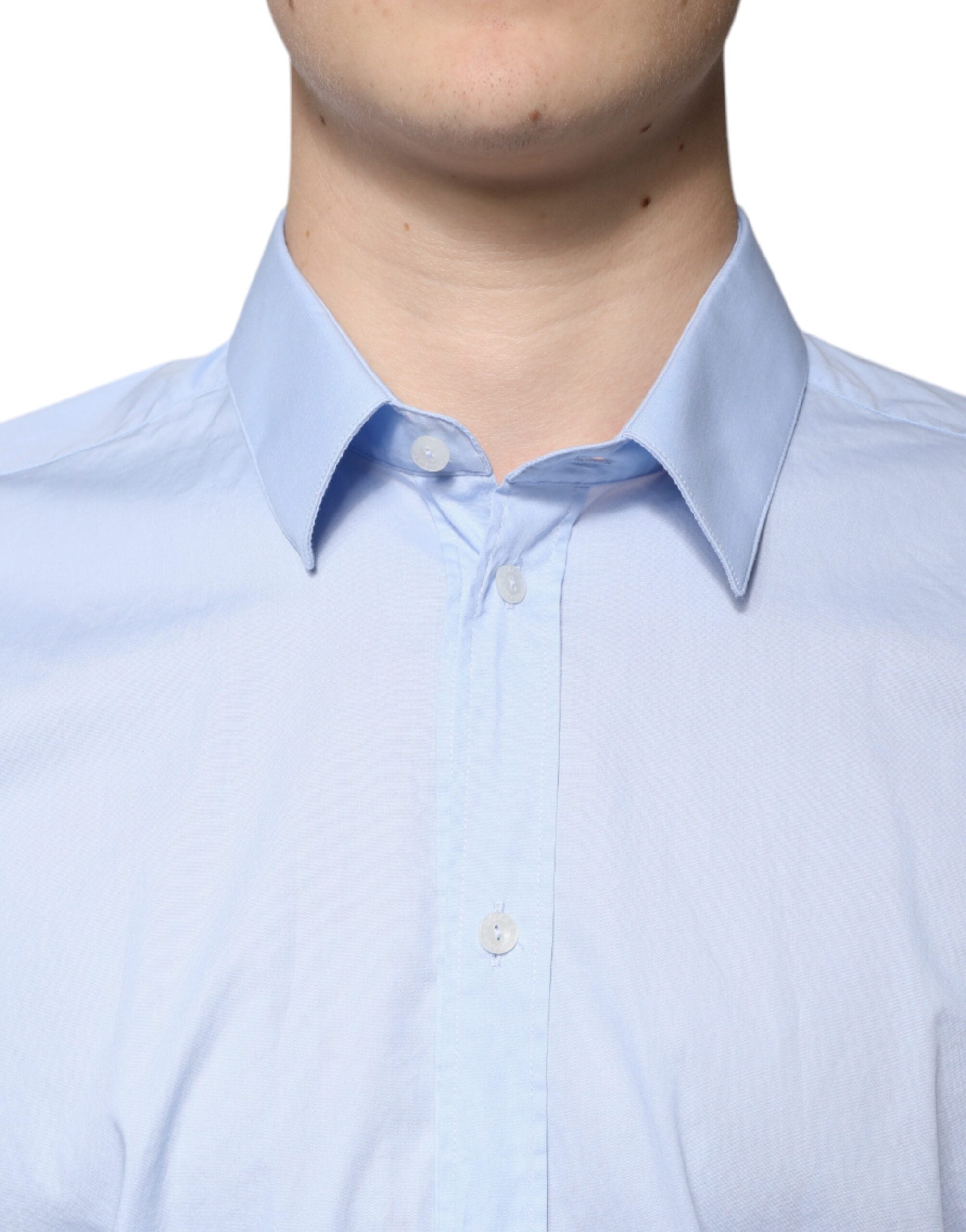 Dolce & Gabbana Light Blue Cotton Shirt MARTINI Slim Fit